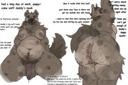 1boy anal_hair anthro anthro_male anthro_only anus_hair ass_hair big_ass big_belly big_cock big_eyebrows big_moobs big_penis brown_body brown_fur butt_hair cellulite clairemilk comic_sans daddy daddy_kink dialogue digital_drawing_(artwork) digital_media_(artwork) dilf english_text fat_ass fat_male fat_man flaccid flaccid_penis foreskin furry furry_male furry_only hairy_anus hairy_ass huge_ass hyena hyperpigmentation licking_lips long_foreskin male mammal mature mature_male moobs musk musk_clouds overweight_male pubes pubic_hair puppyplay sagging_balls saggy_balls spots spotted_hyena sweat sweatdrop sweaty talking_to_viewer text thick_eyebrows thick_penis thick_thighs uncut veiny_penis