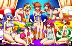 6+girls 7girls age_difference aged_up allie_(puyo_puyo) amitie andou_ringo arle_nadja ass bare_arms bare_back bare_legs bare_midriff bare_shoulders barefoot bed breasts cleavage clothing cute draco_centauros female female_only happy harem harpy_(puyo_puyo) jadenkaiba lingerie looking_at_viewer midriff multiple_girls navel puyo_puyo puyo_puyo_7 puyo_puyo_fever rulue sega smile smiling take_your_pick thighs underboob underwear wink winking