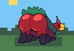 ambiguous_gender ass ass birthday_hat minecraft minecraft_mob mojang non-human non-human_only party_hat red_body red_fur round_ass round_butt six_legs sniffer sniffer_(minecraft) thatguynamedjoe