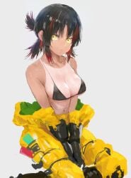 1girls bangosu belly belly_button big_breasts bikini bikini_top black_bikini black_bikini_top black_hair black_hair_female black_halterneck black_string_bikini black_swimsuit black_swimwear breasts busty busty_female busty_girl cleavage collarbone female female_focus female_only halterneck hazmat_suit high_resolution highres huge_breasts large_breasts lean_figure looking_at_viewer midriff multicolored_hair narrow_waist navel original original_art original_artwork original_character plump_breasts ponytail red_hair red_hair_female short_ponytail shoulders sidelocks simple_background sitting slender_body slender_waist slim_waist solo string_bikini swimsuit swimwear tan tan_body tan_chest tan_line tan_lines tan_skin tan_skinned_female tanned tanned_breasts tanned_skin uncensored uncensored_breasts uncensored_nipples uncensored_pussy uncensored_vagina upper_body white_background yellow_eyes yellow_eyes_female