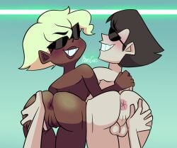 1ambiguous 1boy 1boy1girl 1girls 2025 5_fingers agent_one agent_two ambiguous_gender anus ass ass_grab ass_to_ass back back_view balls bending_forward bending_over blonde_female blonde_hair blonde_hair blush cartoony cel_shading completely_nude confident confident_smile curly_hair dark-skinned_female dark_skin frown frowning frowning_at_viewer grabbing_ass grey_hair groping groping_ass hand_on_butt hand_on_shoulder helluva_boss highlights_(coloring) human indoors inminent_sex itamigao light-skinned_male light_skin looking_at_viewer naked neon_lights nervous nervous_smile nude nude_female nude_male pointy_nose pov presenting_anus presenting_ass presenting_balls pussy pussy_lips self_upload side_profile sideburns signature smile smiling smiling_at_viewer spindlehorse_toons straight_hair sunglasses sunglasses_only thick_lips threesome toony vivienne_medrano vivziepop