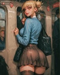 1girls ai_generated aisinful ass ass big_ass big_breasts big_butt blonde_hair breasts female hi_res large_ass my_hero_academia thick_thighs thighhighs thighs toga_himiko train wide_hips