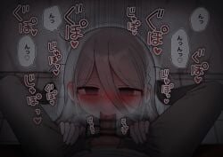 1boy absurdres aozora_kyoka bags_under_eyes bar_censor blush braid censored coat commentary_request ear_blush erection fellatio female grey_eyes grey_hair hair_between_eyes heart heavy_breathing highres lab_coat large_variant_set long_hair long_hair_between_eyes looking_at_viewer messy_hair motion_lines neck_ribbon nose_blush open_mouth oral original penis pov ribbon ringed_eyes school_uniform shirt single_braid sitting smile sound_effects speech_bubble spoken_heart sweat translation_request variant_set white_coat white_shirt yasashii_naizou