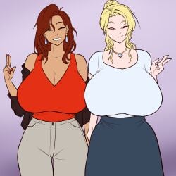 2girls big_ass big_breasts big_thighs breasts breasts_bigger_than_head bust busty chest curvaceous curvy curvy_figure digital_media_(artwork) enormous_breasts female gigantic_breasts hips hourglass_figure huge_ass huge_breasts jon_freeman large_ass large_breasts light-skinned_female light_skin massive_breasts mature mature_female slim_waist thick thick_hips thick_legs thick_thighs thighs voluptuous waist wide_hips