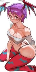 1girls 2d 2d_(artwork) ass beautiful big_ass breasts butt_crack cute darkstalkers female female_only lilith_aensland pajama_pants purple_hair red_eyes ribosoma_42 short_hair solo solo_female succubus thong wings_on_head