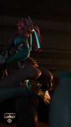 1boy 1girls 3d 3d_(artwork) animated big_penis blizzard_entertainment bouncing_ass dark-female dokiwatch fingers_in_mouth freja_(overwatch) green_eyes large_penis light-skinned_female light-skinned_male looking_at_viewer ludicrousciouslurker male orange_hair overwatch overwatch_2 sucking_fingers tagme video