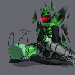 1x1x1x1_(forsaken) crossover cum_inside dandy's_world diantha_tha_dog ejaculation female forsaken forsaken_(roblox) green_body male non-human red_eyes roblox roblox_game vee_(dandy's_world)