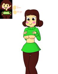 1girls breasts brown_hair chara clothed female female_chara female_human female_only human human_only reference_image rosy_cheeks smiling solo solo_female tagme undertale white_background