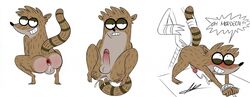 ass avian balls bird blue_jay cartoon_network corvid gay male mammal mordecai_(regular_show) penis procyonid raccoon regular_show rigby_(regular_show) smile tail_pull teeth text yaoi