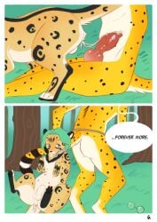 after_anal after_orgasm animal_genitalia animal_penis anthro anthro_on_feral anthro_penetrating anthro_penetrating_feral anus balls biped bodily_fluids bottomwear breeding_slave canine_genitalia canine_penis cheetah clothed clothing comic cum cum_in_ass cum_inside dialogue digital_drawing_(artwork) digital_media_(artwork) duo eaglethecheetah english_text erection eyewear felid feline feline_genitalia feline_penis felix_(roadd) feral feral_penetrated forest fully_sheathed fur genital_fluids genitals glasses grass hi_res knot knotted_penis loincloth loincloth_only male male/male mammal markings nature nude outside pawpads paws penetration penile_spines penis plant pull_out quadruped sex sex_slave sheath side_view size_difference slave slim small_waist speech_bubble spots spotted_body spotted_fur spread_legs spreading tan_body tan_fur text topless tree vorpale white_body white_fur zoophilia