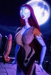 ai_generated big_breasts curvy_figure disney doll looking_at_penis nightmare_before_christmas penis penis_awe red_hair sally_(the_nightmare_before_christmas) solo stitches the_nightmare_before_christmas touchstone