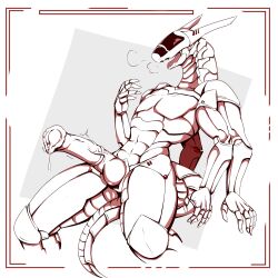 4_arms abs animal_genitalia animal_penis anthro big_penis bodily_fluids breath cum cum_drip cybernetics dripping edging equine_genitalia equine_penis erection genital_fluids genitals horny hornyskull_(artist) huge_cock hybrid_genitalia hybrid_penis knot knotted_equine_penis knotted_penis looking_pleasured machine male multi_arm multi_limb muscular nude penis precum slit_penis solo synth_(vader-san) tail thick_thighs throbbing throbbing_penis tongue tongue_out