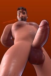 1boy 3d 3d_(artwork) 3d_model balls bara beard big_balls big_pecs big_penis brown_hair chest_hair coral_island dick dollymolly323 erection eyebrows_raised facial_hair gay gay_male grin hairy hand_behind_back male male_focus male_only muscles muscular muscular_male penis penis_out pose pubic_hair rafael_(coral_island) rafael_sanchez shiny_penis smile smiling smirk solo solo_focus solo_male tan_skin yaoi