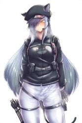 arknights ashina_merou bodysuit catgirl futanari schwarz_(arknights)