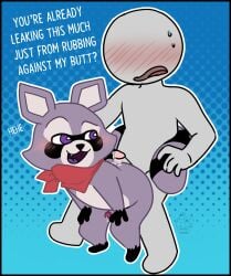 2boys embarrassed gay indigo_park male non-human precum rambley_(indigo_park) rubbing toony