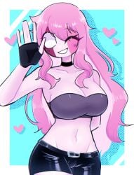 1girls breasts female female female_only pink_hair sarvente sarvente_(dokki.doodlez) sarvente_(fnf_mod) sarvente_(friday_night_funkin) tagme thighs wink yume0534