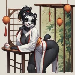 1girls ai_generated asian_clothing big_ass big_ass_(female) big_breasts black_hair female fur furry furry_ears furry_female furry_tail green_eyes horny horny_female indoors japanese_clothes licking_lips natural_breasts nowrin panda pandaren pandaren_female presenting seductive seductive_eyes seductive_look stable_diffusion tea thick_thighs warcraft world_of_warcraft