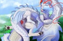 absurd_res capcom claws dragon duo eastern_dragon female genitals hi_res male male/female mythological_creature mythological_scalie mythology penis scalie toe_claws velkhana velkhana4396