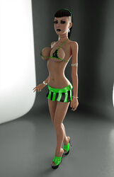 3d breasts charlotte goth high_heels large_breasts medium_breasts micro_bikini miniskirt mrxenocide open_toe_shoes