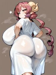 ai_generated ass back_view backboob bare_thighs big_ass big_butt breasts bubble_ass bubble_butt dragon_girl dragon_horns fat_ass female gigantic_ass gigantic_breasts horn horns huge_breasts huge_thighs ilulu_(dragon_maid) kobayashi-san_chi_no_maidragon light-skinned_female light_skin looking_back massive_ass massive_breasts oatmealdood pink_eyes pink_hair shortstack smiling solo_female squatting sweat sweatdrop thick_body thick_female thick_thighs thighs twin_drills voluptuous voluptuous_female
