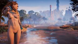 1girls 3d aloy completely_nude completely_nude_female faith103 game_screenshot horizon_zero_dawn mod nude_mod solo