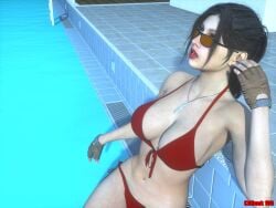 1girls 3d bikini cahunk100 claire_redfield red_bikini resident_evil solo sunglasses