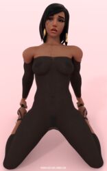 3d after_fellatio black_eyes black_hair blender breasts cum cum_in_mouth cum_inside dark-skinned_female dark_skin female high_resolution medium_breasts oral overwatch pharah pharah-best-girl see-through