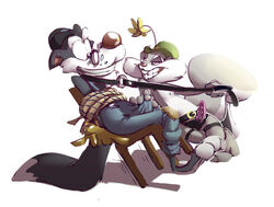 animaniacs anthro anthro_on_anthro bondage bound canine dildo domination duo erection female female_domination male mammal rodent sciurid sex_toy simple_background slappy_squirrel straight strap-on submissive_male teeth tenting unknown_artist walter_wolf warner_brothers white_background wolf