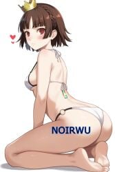 ai_generated ass_focus bikini brown_hair makoto_niijima noirwu persona_5 red_eyes