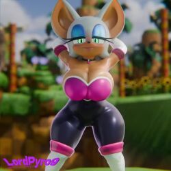 3d 3d_animation animated anthro bat cleavage female huge_breasts looking_at_viewer lordpyro9 rouge_the_bat smile solo sonic_(series) sound tagme video