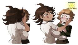 1boy 1girls :q androgynous assertive assertive_female before_and_after big_breasts bloxwhater blush breasts cute cute_male danganronpa danganronpa:_trigger_happy_havoc danganronpa_2:_goodbye_despair dark-skinned_female detnox female female_focus femboy femboy_on_female femboy_with_female fujisaki_chihiro green_eyes huge_breasts kissing kissing light-skinned_male making_out male mature medium_hair milf owari_akane saliva saliva_string shocked size_difference sloppy tomboy wet wet_kiss wet_mouth