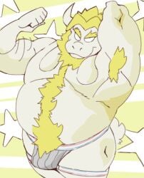 armpit armpit_hair asgore_dreemurr belly big_belly body_hair clothed clothing hi_res jockstrap jockstrap_only looking_at_viewer male nmcrimen overweight seductive topless undertale_(series) underwear underwear_only