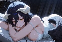 1girls accessory ahoge ai_generated albedo albedo_(overlord) angel angel_wings anus areola areolae armpits artist_name bangs bare_shoulders bed belly belly_button big_ass big_breasts big_butt black_feathers black_hair black_wings blank_forest blush breasts breasts_apart breasts_out butt_focus cleavage closed_mouth collar collarbone completely_naked completely_nude completely_nude_female curtains curvy curvy_figure cute cute_face demon demon_girl demon_horns demon_wings embarrassed eyebrows_visible_through_hair feathered_wings feathers female female female_focus hair_between_eyes half-closed_eyes horns indoors large_ass large_breasts long_hair looking_at_viewer low_wings lying nightgown nipples on_bed on_stomach overlord_(maruyama) pale_skin pillow pussy_lips shaved_pussy shiny_skin slim_waist slit_pupils smile smiling smiling_at_viewer solo solo_female solo_focus spread_legs standing stomach strap_slip succubus succubus_horns succubus_wings sweat sweatdrop sweating sweaty thick_ass thick_hips thick_thighs thighhighs thighs underwear vagina vampire vampire_girl wet wet_body wet_skin white_wings window wings yellow_eyes
