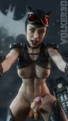 1futa 3d 3d_(artwork) alternate_version_available balls black_hair breasts catwoman catwoman_(injustice) dickgirl fanart female fit fit_futa green_eyes licking_lips nipples partially_clothed penis short_hair solo solo_futa tagme thighs toned toned_arms toned_belly toned_body toned_futa toned_legs toned_stomach volker3d