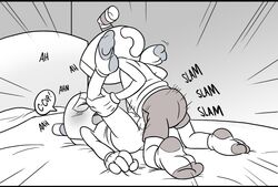! anal anal_sex animate_inanimate anus anvil_position balls bed blush bottomless brother brothers closed_eyes clothed clothed_sex clothing comic cup cuphead cuphead_(game) dialogue duo english english_text gay gay_sex gloves humanoid humanoid_on_humanoid incest leg_grab legs_up legwear lying male male_penetrating moan mugman object_head on_back on_bed penetration penis rear_view sex shorts sibling socks speech_bubble toxic-boner uncolored video_games yaoi