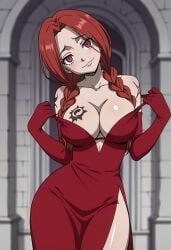 ai_generated dress fairy_tail flare_corona tattoo undressing