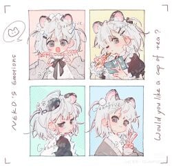 animal between blush bow collared english_text female guanfive highres maid non-web_source upper watermark