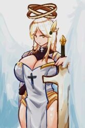 1girls angel angel_girl angel_wings anonymous_artist big_breasts blonde_female blonde_hair breasts christianity clothed curvaceous curvy curvy_body curvy_female curvy_figure curvy_hips female female_focus female_only holding_object long_hair long_hair_female mythology oc original_character roblox roblox_avatar robloxian safe_for_work sword tagme thick_thighs vivian_red voluptuous voluptuous_female weapon