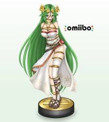 1girls amiibo arms_tied_behind_back ball_gag belt bondage bondage breasts choker circlet crotch_rope dress gag gagged goddess green_eyes green_hair harness_ball_gag high_heels kid_icarus kid_icarus_uprising large_breasts legs_tied long_hair looking_at_viewer milf nintendo nkgw palutena rope rope_between_breasts rope_bondage shibari_over_clothes side_slit single_thighhigh white_dress