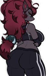 1girls 2020s 2024 2204 2d 2d_(artwork) adidas anthro anthro_only anthrofied ass beads big_ass big_butt black_clothing busty dark-skinned_female dark_skin female female_focus female_only fur furry furry_female furry_only green_eyes gym_clothes hair_over_one_eye hi_res highres hourglass_figure juppi large_ass large_butt long_hair mei_(juppi) nintendo pokemon pokemon_(species) ponytail red_hair solo solo_female solo_focus voluptuous white_background zoroark