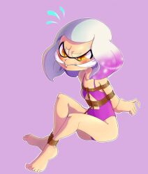 blush blush bondage bondage bound bound_ankles bound_arms boundlightning cleave_gag damsel_in_distress female female_focus female_only gag gagged gagged_female humanoid looking_at_viewer nintendo pearl_(splatoon) rope rope_bondage splatoon splatoon_2 submissive submissive_female swimsuit thighs yellow_eyes