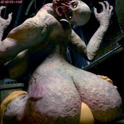 1girls absurd_res ass big_butt breasts capcom creepy_face duo ewr_115 facesitting female female_regenerator hi_res human male male/female mammal monster monster_girl regenerator regenerator_(resident_evil) resident_evil sitting_on_another tongue tongue_out