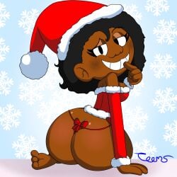 1girls ass big_ass big_butt black_hair bootytoon bubble_ass bubble_butt busty christmas christmas_outfit curvaceous curvy curvy_body curvy_female curvy_figure dark-skinned_female enormous_ass enormous_butt female female_focus female_only freckles from_behind gigantic_ass gigantic_butt huge_ass huge_butt huge_hips huge_thighs large_ass large_butt looking_at_viewer looking_back massive_ass massive_butt off_shoulder original original_character round_ass round_butt shortstack showing_ass simple_background smile thick_ass thick_butt thick_thighs thunder_thighs tori_tunies traced traced_art voluptuous wide_hips