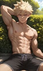 1boy abs ai_generated armpits arms_up bakugou_katsuki boku_no_hero_academia bsky_link civitai dvxxxgrai gay katsuki_bakugou looking_at_viewer male male_focus male_only male_pubic_hair muscular muscular_male my_hero_academia navel nipples pixai pony_diffusion_xl pubic_hair shirtless shirtless_(male) shorts solo solo_focus solo_male tagme topless topless_male twitter twitter_link yaoi