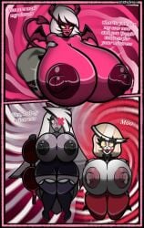 charlie_morningstar_(hazbin_hotel) hazbin_hotel helluva_boss huge_breasts hypnosis hypnotic_breasts kneeling massive_breasts milk mind_break mind_control spiral_eyes vaggie_(hazbin_hotel) valerya5 verosika_mayday_(helluva_boss)