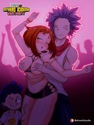 1girls 2boys 2boys1girl belmont big_breasts breast_grab breasts clubbing dancing female groping_breasts groping_from_behind hitoshi_shinso male male/female mineta_minoru minoru_mineta my_hero_academia ochako_uraraka purple_hair shinsou_hitoshi short_male skimpy_clothes slutty_outfit superhero superheroine threesome thumbs_up uraraka_ochako voluptuous voluptuous_female wide_hips