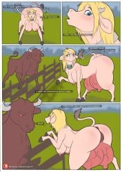 absurd_res bovid bovine cattle comic duo female feral growth hi_res male male/female mammal splashtf teats transformation udder_growth udders