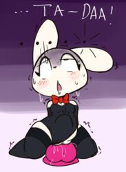 ... 2018 ahe_gao anthro armwear blush bow_tie breasts buckteeth cleavage clothed clothing dialogue digital_media_(artwork) dildo elbow_gloves female fur gloves kneeling lagomorph large_insertion legwear leotard leotard_aside looking_pleasured looking_up magician mammal masturbation open_mouth penetration pussy pussy_juice rabbit sex_toy shortstack simple_background solo stomach_bulge sweat teeth thigh_highs trembling vaginal_penetration vono white_fur