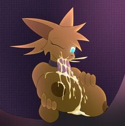 2015 4_fingers anthro areola big_breasts big_eyes big_penis blue_eyes breasts brown_fur brown_hair brown_nose character_request collar cum cum_in_mouth cum_inside cum_on_breasts cum_on_penis duo erect_nipples erection excessive_cum faceless_male feline fellatio female fur glowing glowing_eyes hair hand_on_breast highres huge_breasts male male_penetrating mammal nipples nude one_eye_closed oral oral_penetration orgasm original original_character outercourse paizuri penetration penis r-mk sex slit_pupils straight