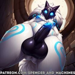 1futa ai_generated anthro balls big_balls big_penis blue_eyes breasts cum fur furry futa_only futa_solo futanari hooves humanoid_penis kindred league_of_legends league_of_legends:_wild_rift looking_at_viewer mask nipples penis precum presenting presenting_penis riot_games solo spencer_and_machines taker_pov thick_thighs white_fur